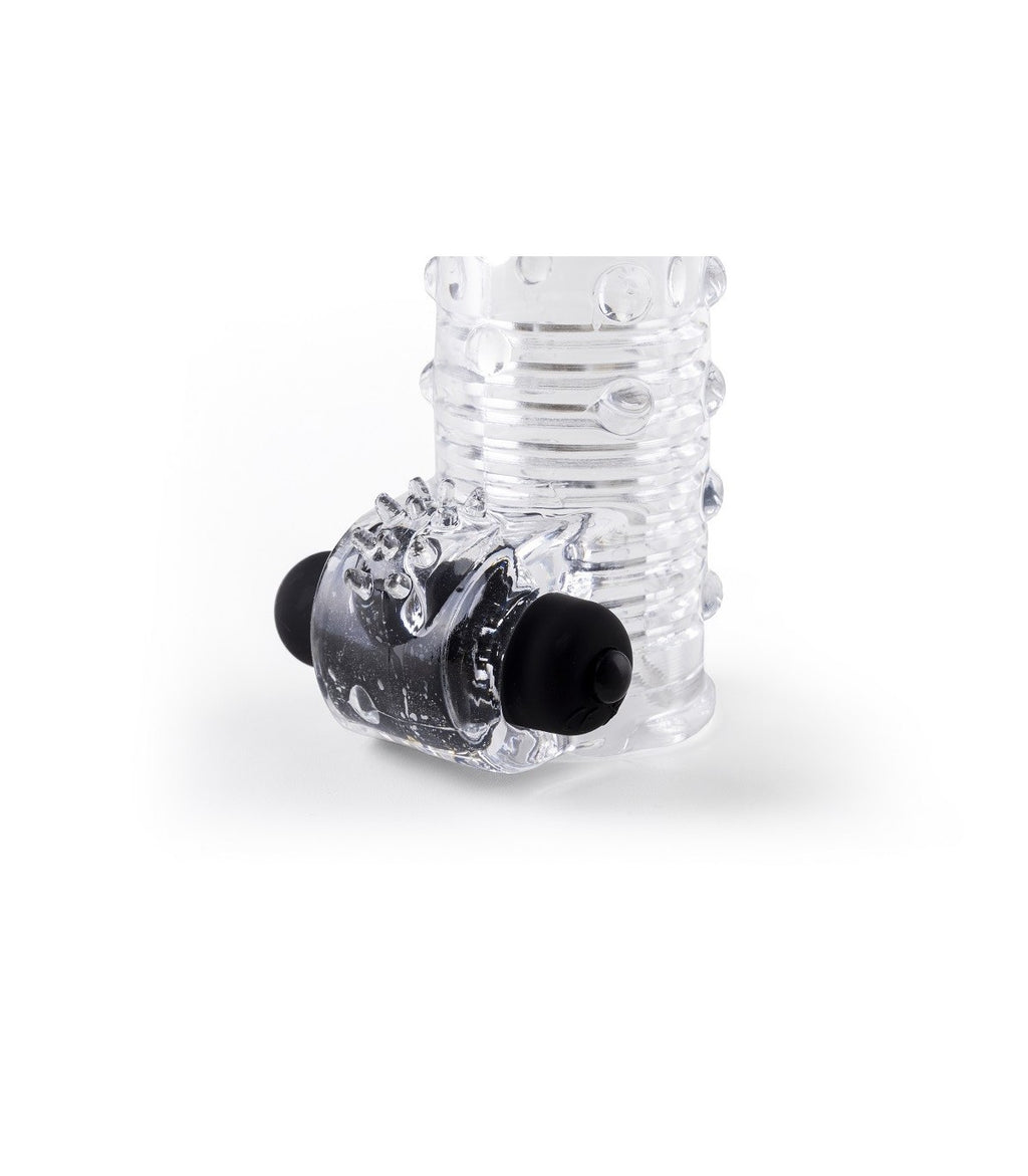 REALISTIC PENIS SHEATH S11 TRANSPARENT 15.5 CM WITH VIBRATION