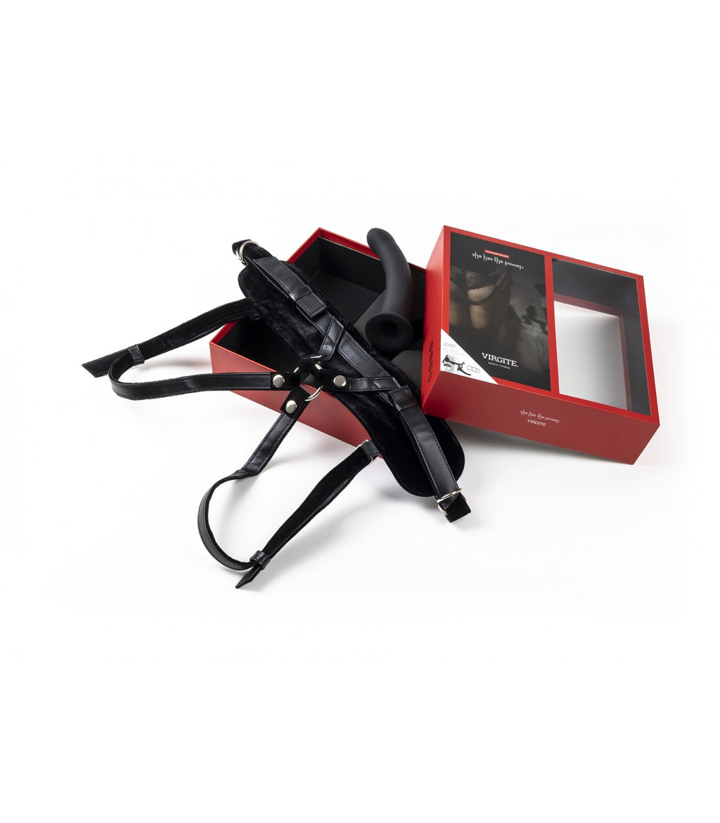 HARNESS WITH BLACK DILDO SIZE L