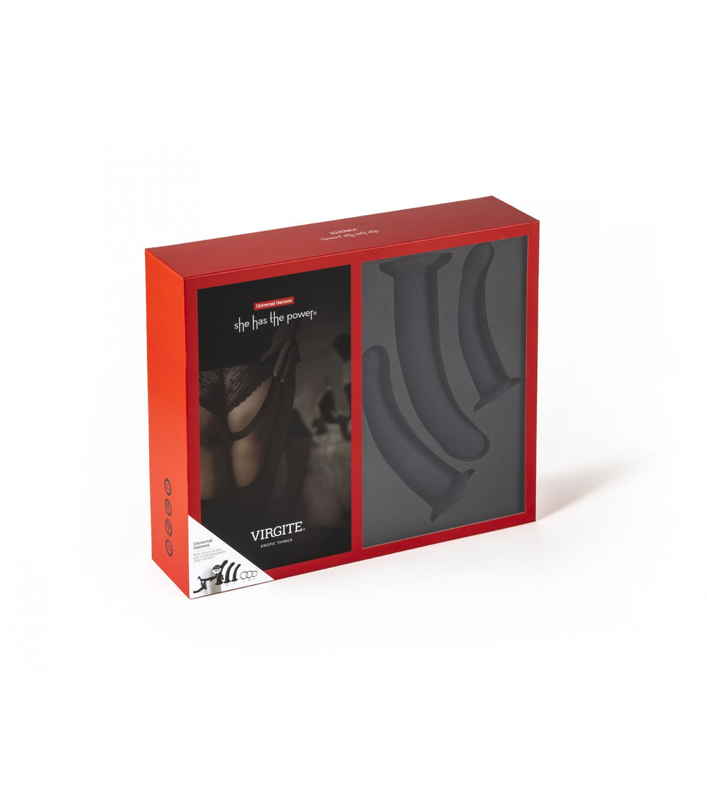 HARNESS CON SET DILDO NERI TAGLIE S / M / L