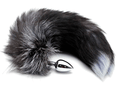 Alive - Fox Tail Metal Butt Plug Size S - Black and White