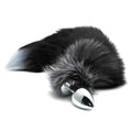 Alive - Fox Tail Metal Butt Plug Size L - Black and White