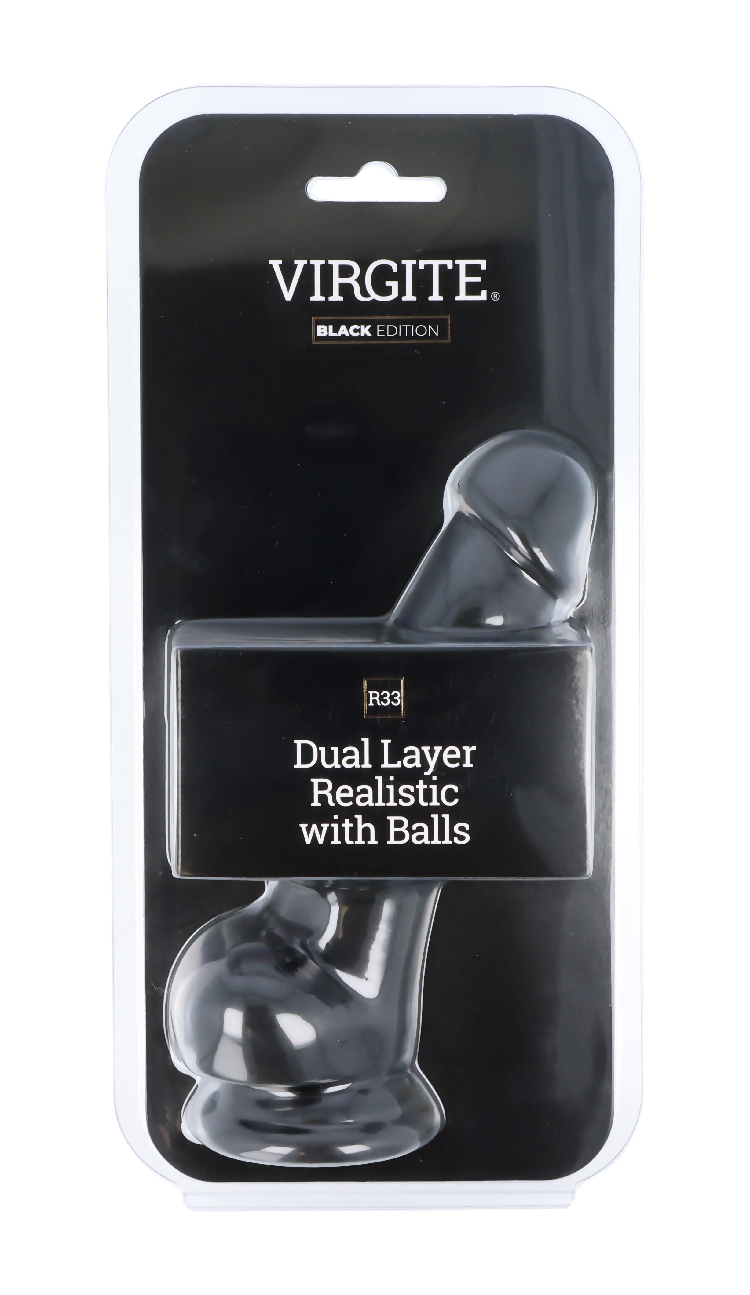 DUAL LAYER REALISTIC 18.5CM WITH BALLS R33 BLACK
