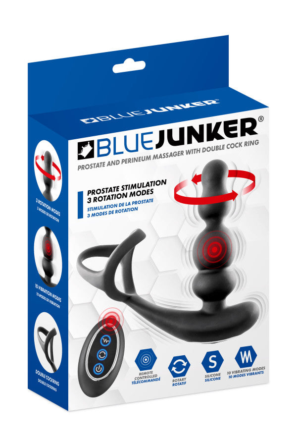Blue Junker - Rotating Prostate Massager with Double Cockring