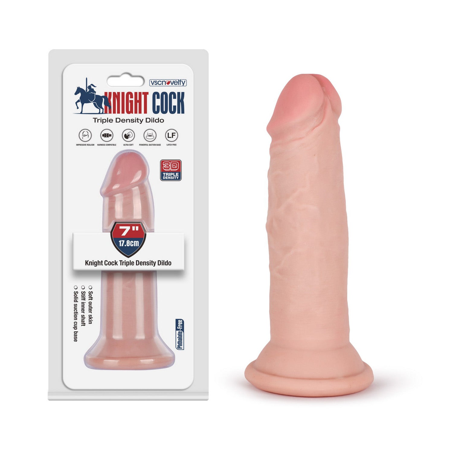 VSC Novelty - Dildo a tripla densità Knight Cock 3D - 17,78 cm