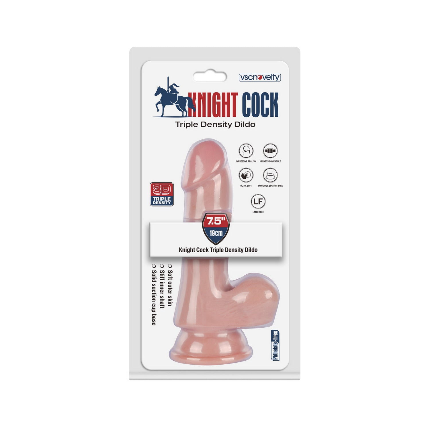 VSC Novelty - Dildo a tripla densità 3D Knight Cock - 19 cm