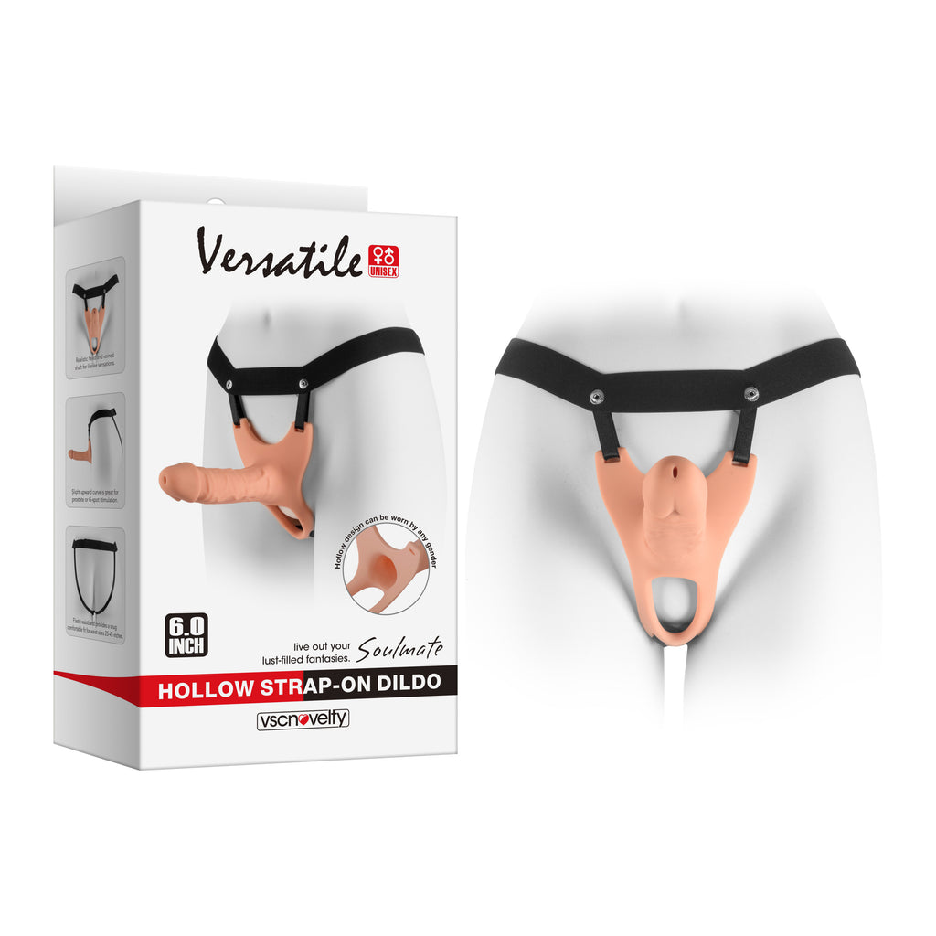 VSC Novelty - Strap-on with Hollow Dildo - 6" - Flesh