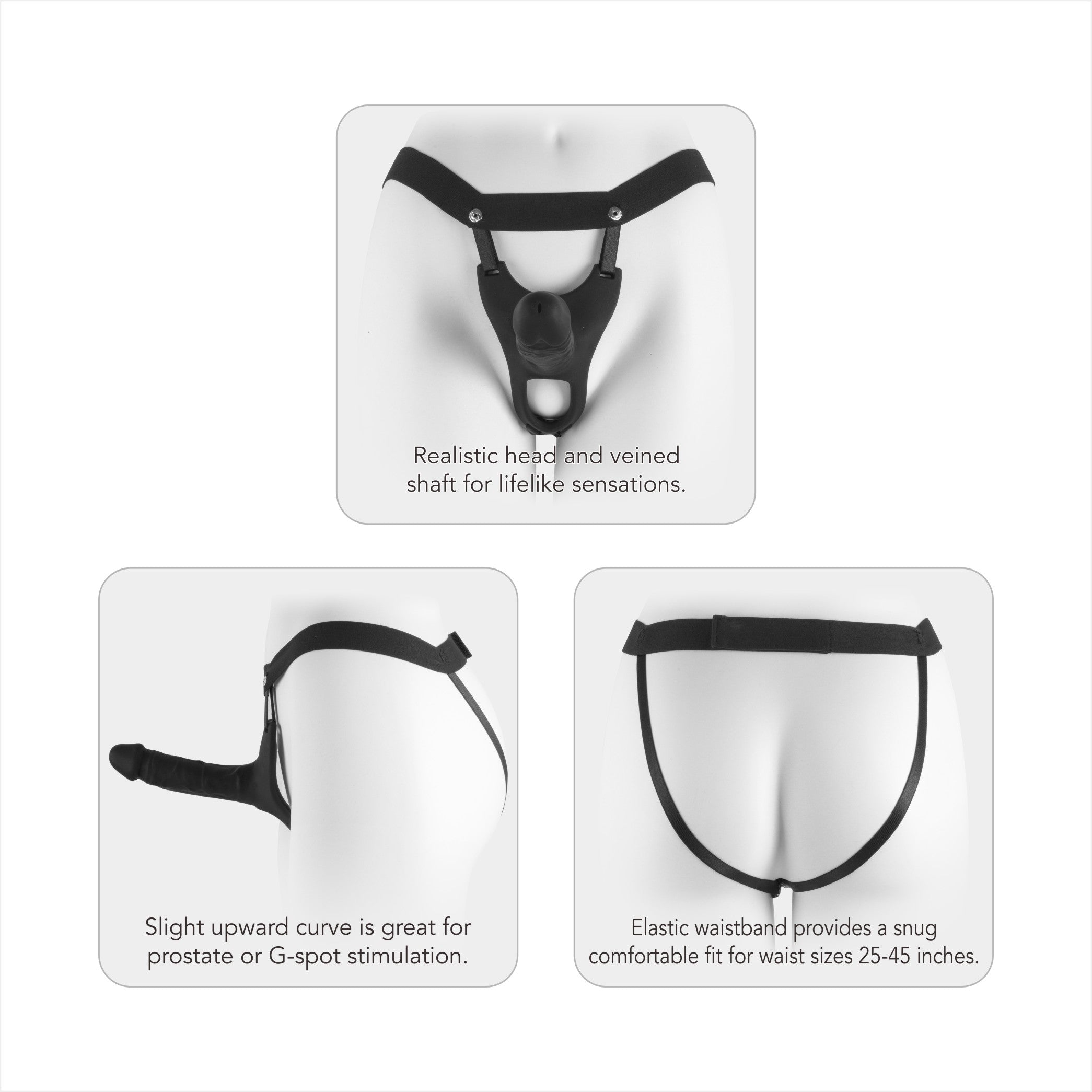 VSC Novelty - Strap-on with Hollow Dildo - 6" - Black