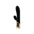 Vibratore ricaricabile in silicone color cannella con stimolatore vaginale e anale.
