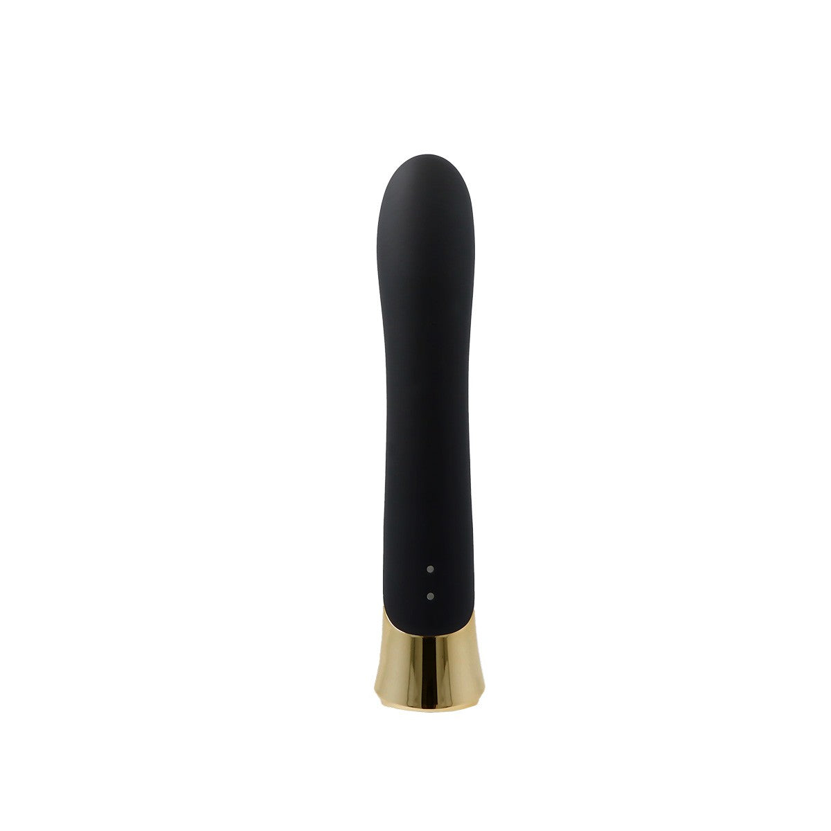 Vibratore ricaricabile in silicone color cannella con stimolatore vaginale e anale.