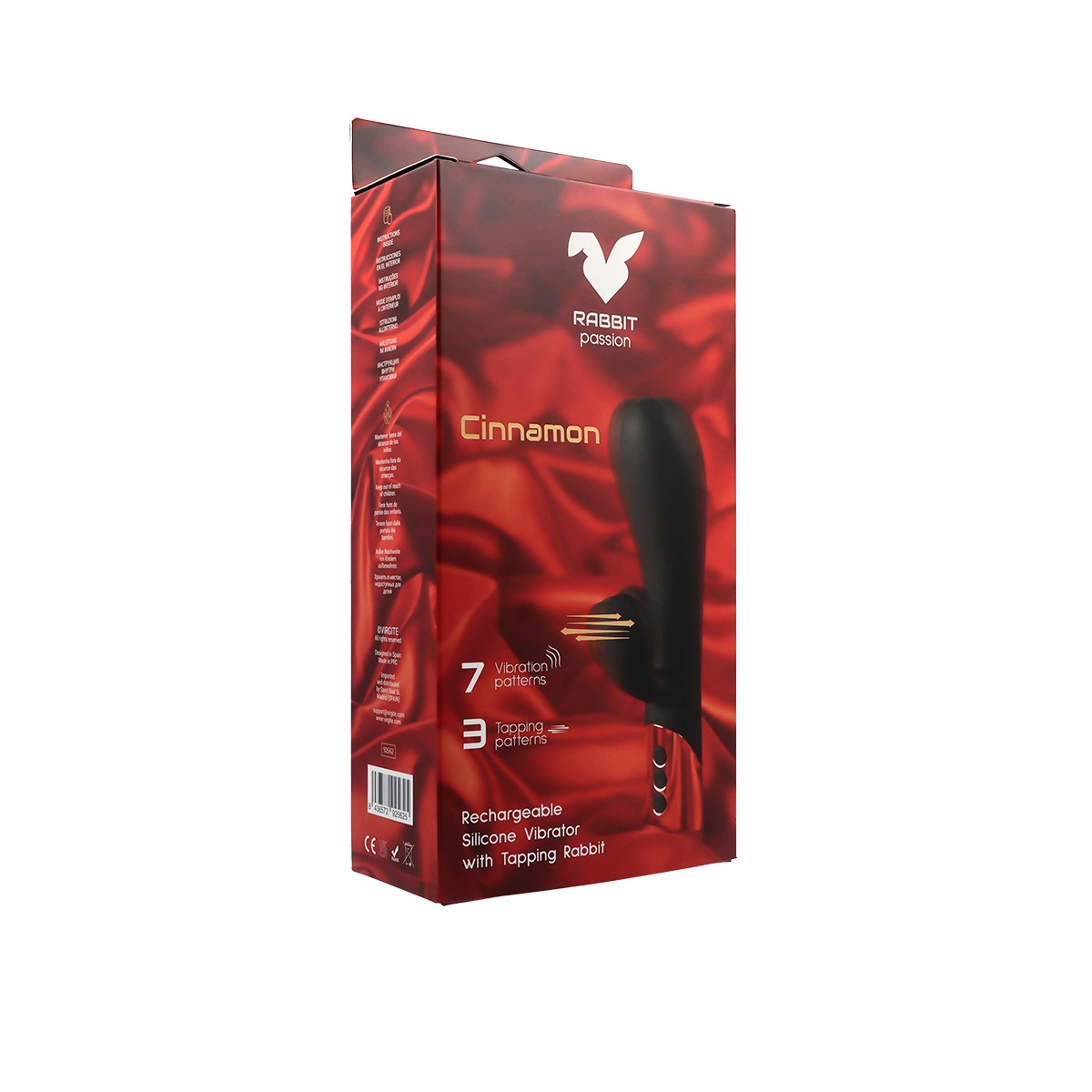 Vibratore ricaricabile in silicone color cannella con stimolatore vaginale e anale.