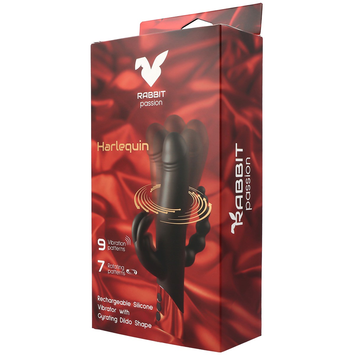 HARLEQUIN RECHARGEABLE RABBIT VIBRATOR WITH ROTATING DILDO SHAPE