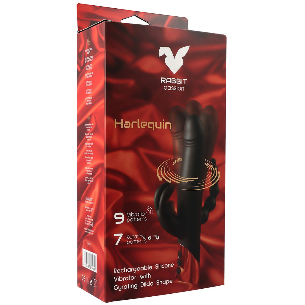 HARLEQUIN RECHARGEABLE RABBIT VIBRATOR WITH ROTATING DILDO SHAPE