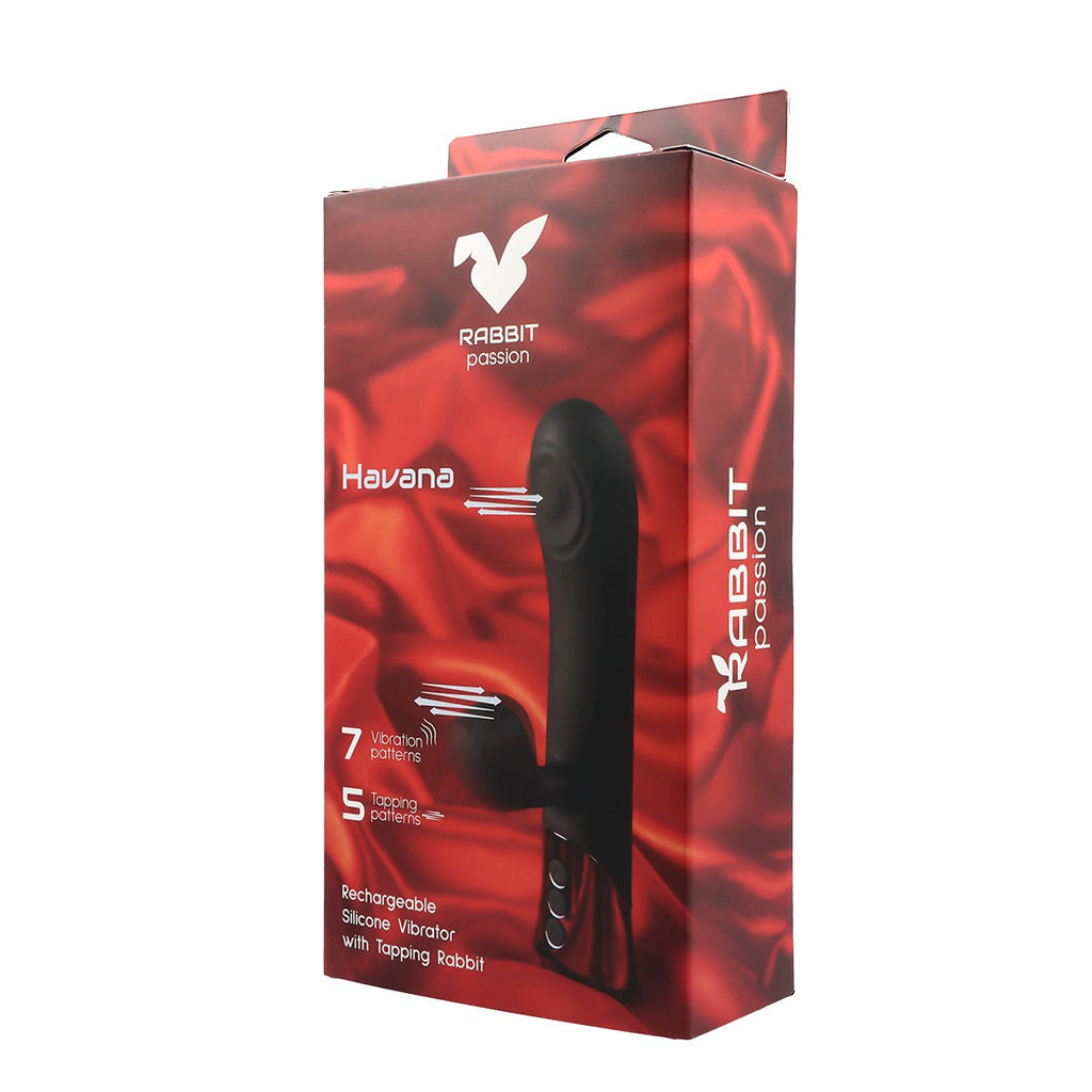 HAVANA RECHARGEABLE SILICONE VIBRATOR WITH RABBIT AND BATTERY ROD