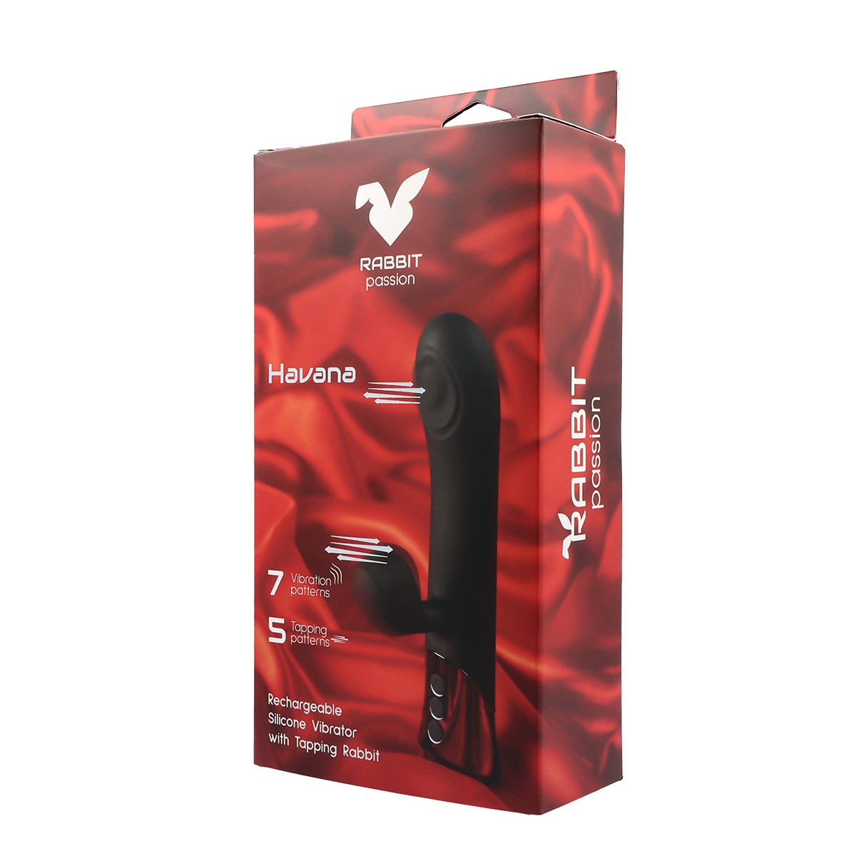 HAVANA RECHARGEABLE SILICONE VIBRATOR WITH RABBIT AND BATTERY ROD