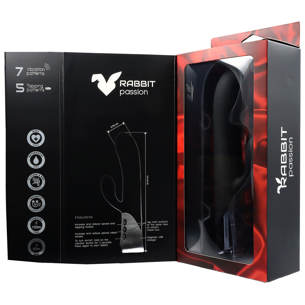HAVANA RECHARGEABLE SILICONE VIBRATOR WITH RABBIT AND BATTERY ROD