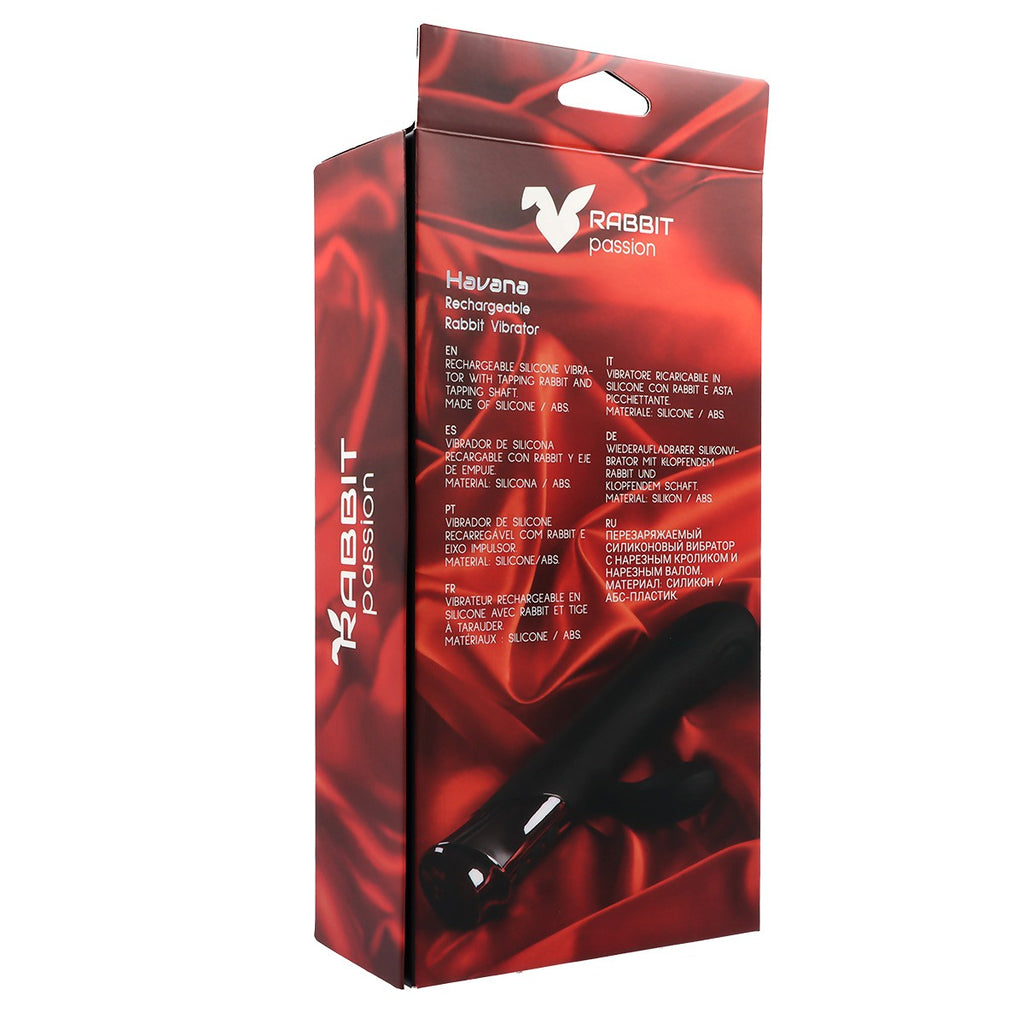 HAVANA RECHARGEABLE SILICONE VIBRATOR WITH RABBIT AND BATTERY ROD