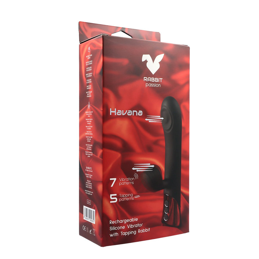 HAVANA RECHARGEABLE SILICONE VIBRATOR WITH RABBIT AND BATTERY ROD