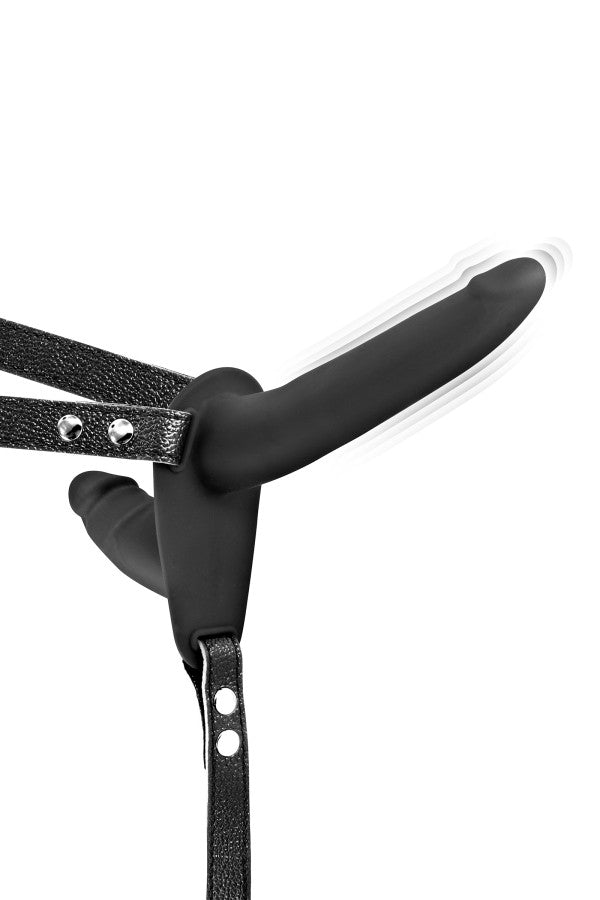 Fetish Tentation - Imbracatura vibrante per strap-on 15,5 cm - Nero