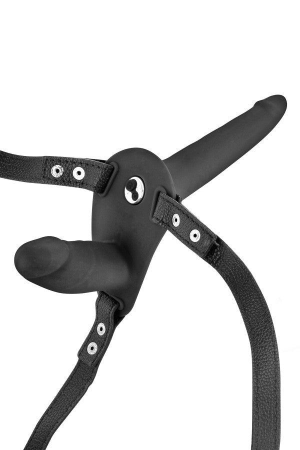 Fetish Tentation - Imbracatura vibrante per strap-on 15,5 cm - Nero