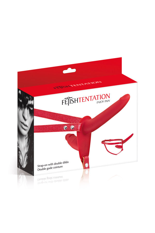 Fetish Tentation - Imbracatura con dildo 15,5 cm - Rosso