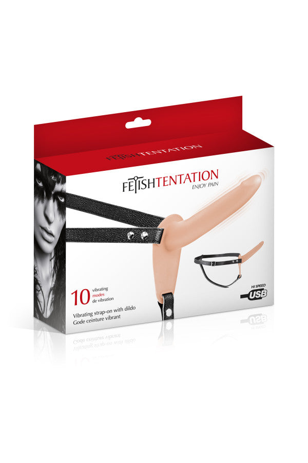 Fetish Tentation - Imbracatura vibrante Strap-On 15,5 cm - Color carne