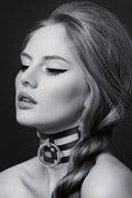 Bijoux Pour Toi - Strip Collar with Ring - Black