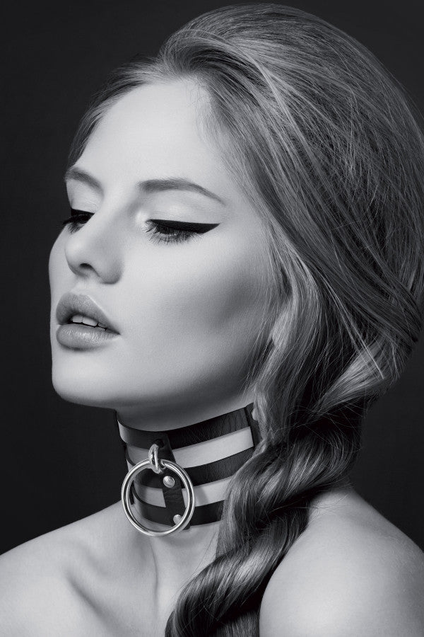 Bijoux Pour Toi - Strip Collar with Ring - Black