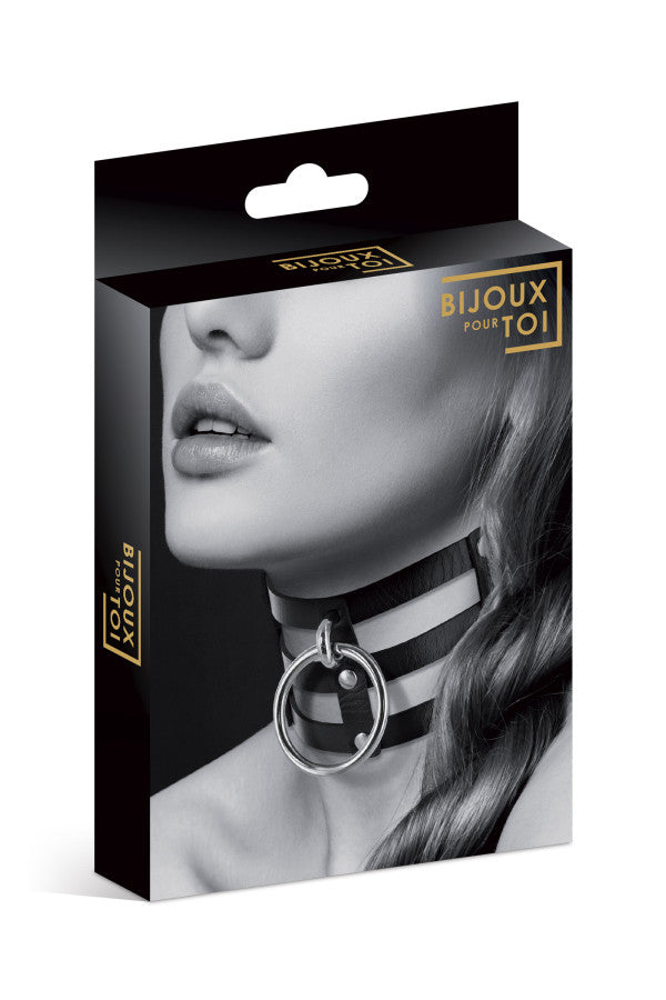 Bijoux Pour Toi - Strip Collar with Ring - Black