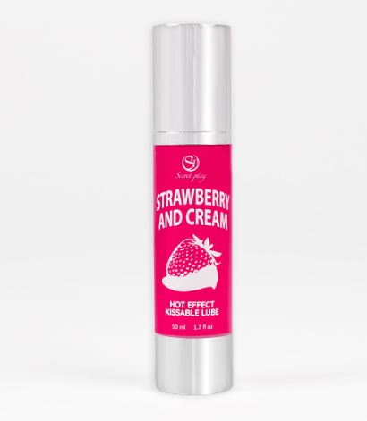 Secret Play - Lubrificante Commestibile Effetto Riscaldante - Fragola e Panna - 50 ml