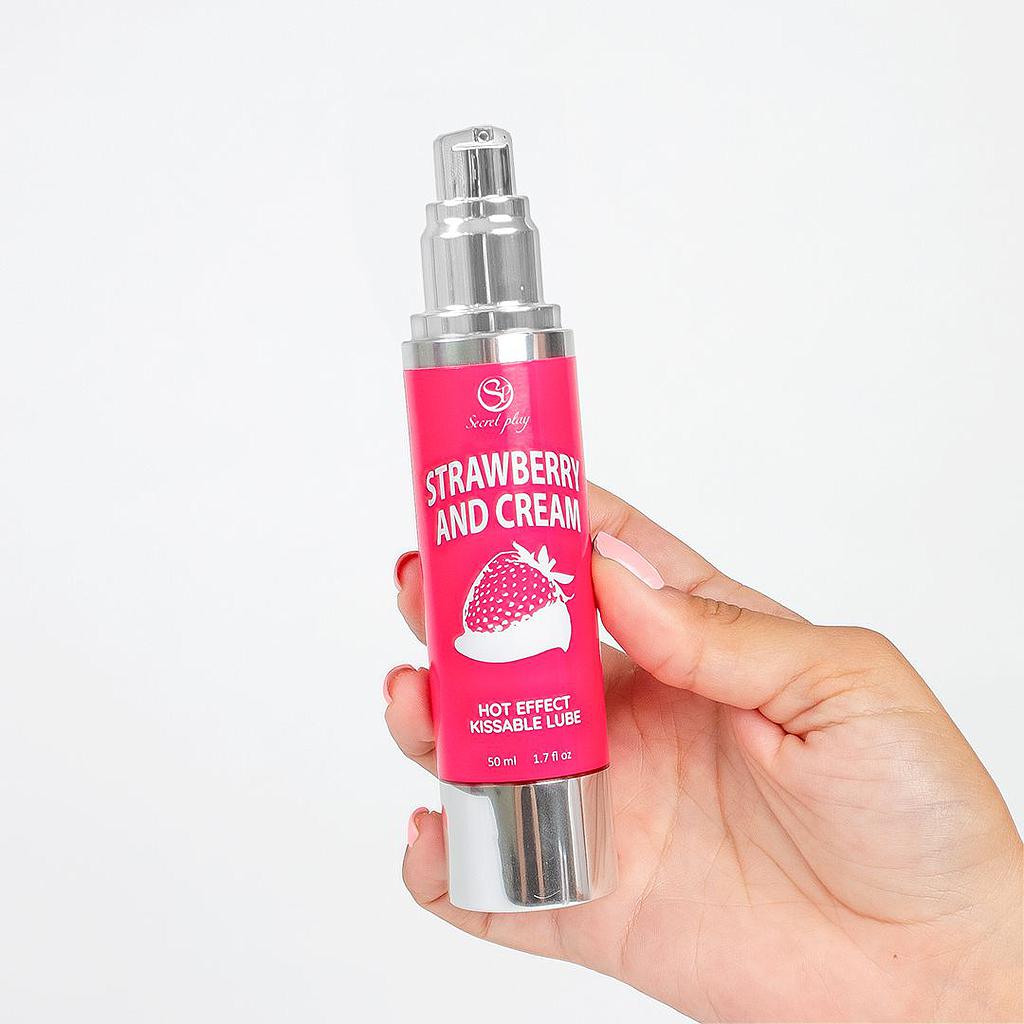 Secret Play - Lubrificante Commestibile Effetto Riscaldante - Fragola e Panna - 50 ml