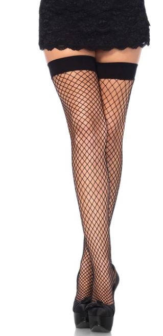 Black elastane fishnet hold-ups