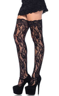 Black pink lace stockings