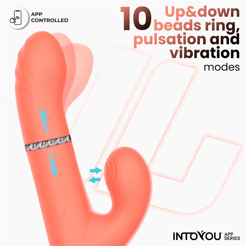 Into You - Mindy - Vibratore con Anello di Palline Interne Su e Giù e Movimento Finger e Tapping Clitorideo + APP