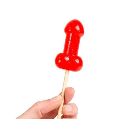 Secret Play - Hot and Spicy Lollipop Display in the Shape of a Penis - Cherry Flavor - 40 pcs