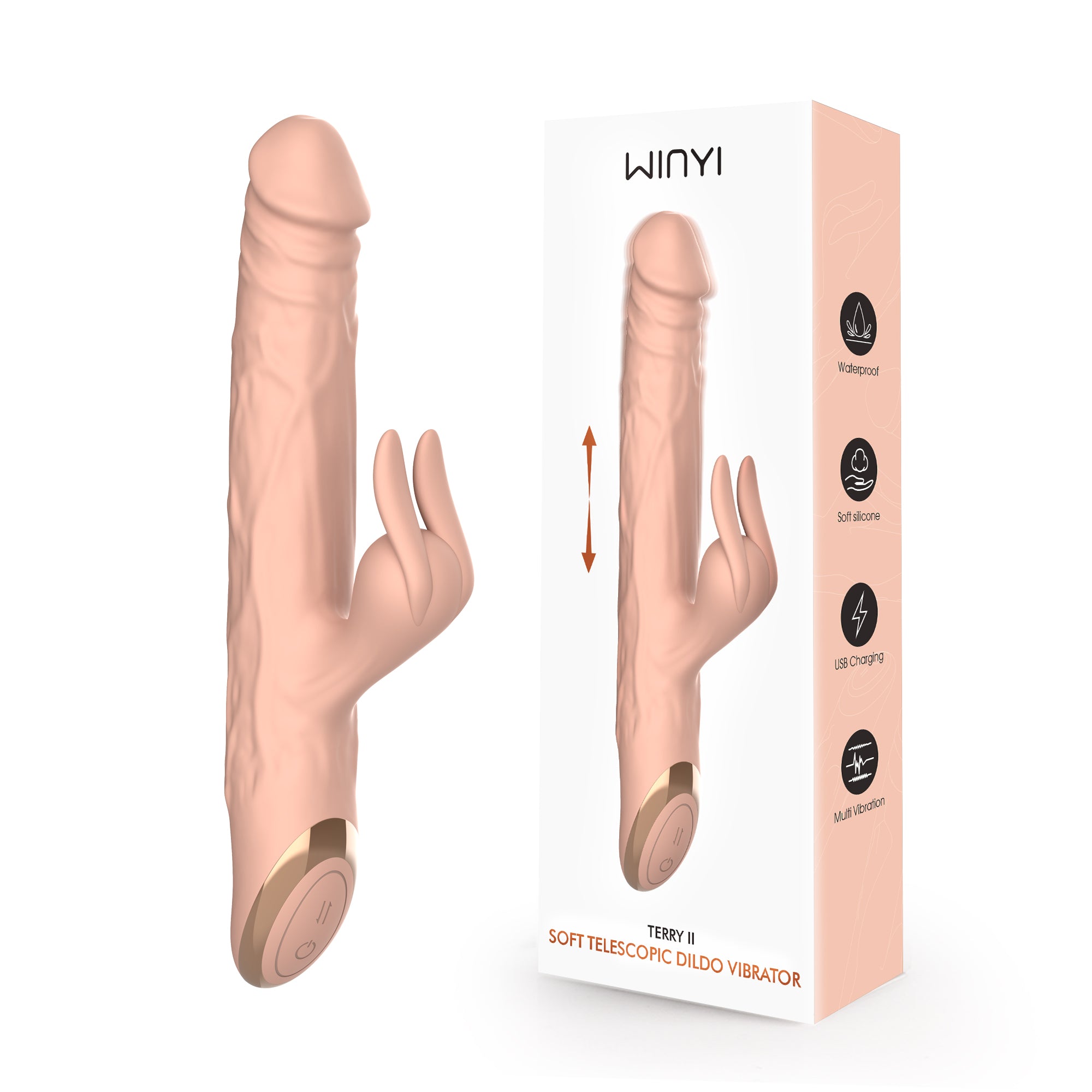 Winyi - Vibratore Rabbit & a Spinta Realistico Soft Touch - Terry II - Color Carne