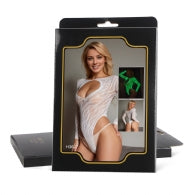 Oh Yeah - White Zebra Print Fishnet Long Sleeve Bodysuit - Glows in the Dark
