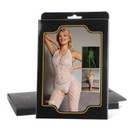 Oh Yeah - White Bodystocking with American Neckline and Open Crotch - Glow-in-the-Dark