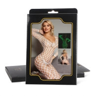 Oh Yeah - White Fishnet Bodystocking with Open Crotch - Glow in the Dark