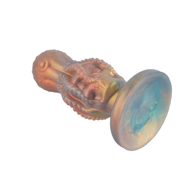 VSC Novelty - Dildo in Silicone Multicolore con Glitter Teschio con Polpo - Diavolo Marino