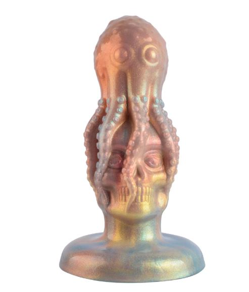 VSC Novelty - Dildo in Silicone Multicolore con Glitter Teschio con Polpo - Diavolo Marino