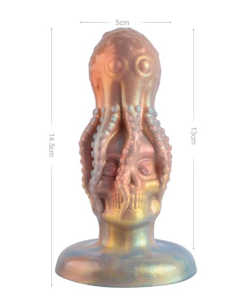 VSC Novelty - Dildo in Silicone Multicolore con Glitter Teschio con Polpo - Diavolo Marino