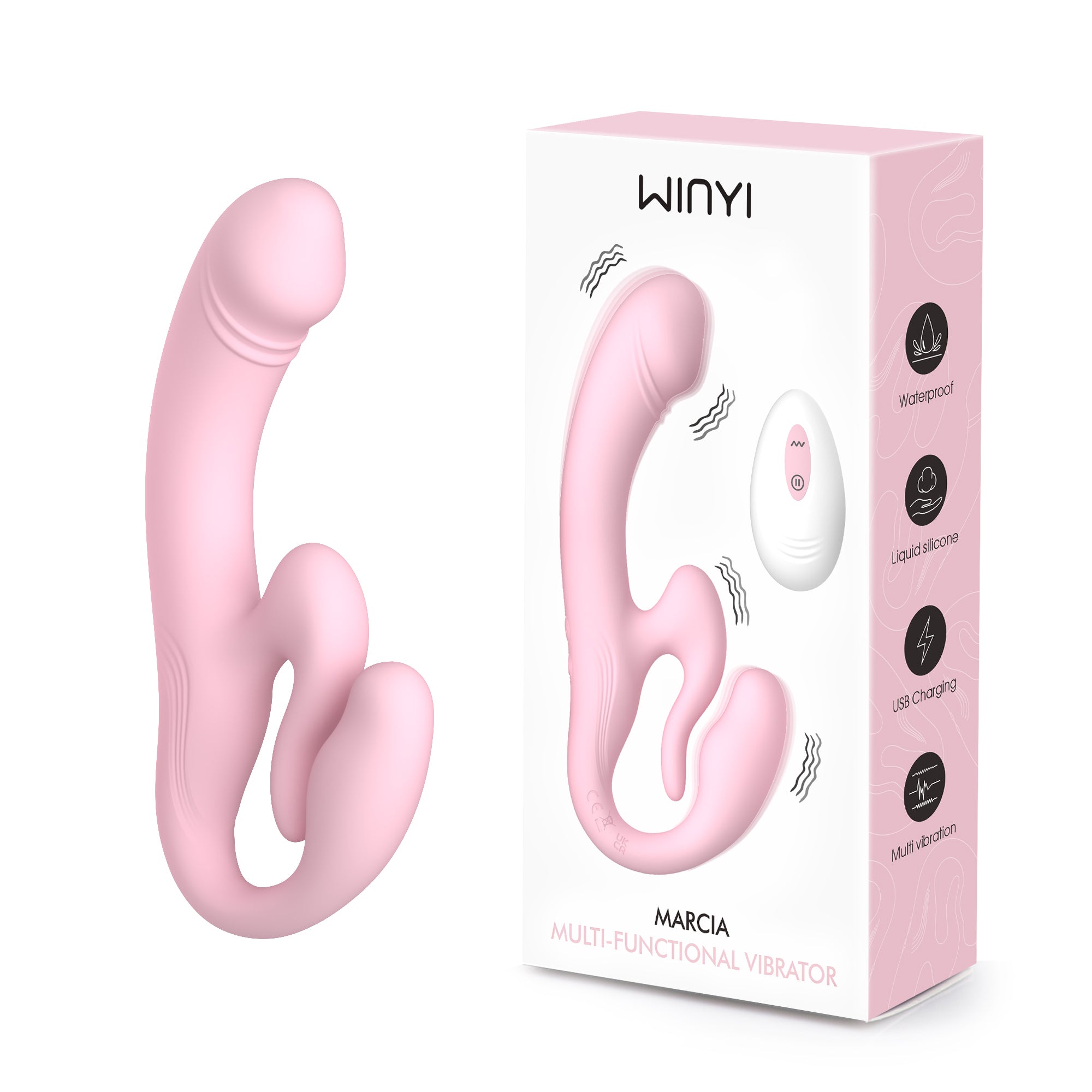 Winyi - Doppio Vibratore Senza Spalline con Telecomando - Marcia