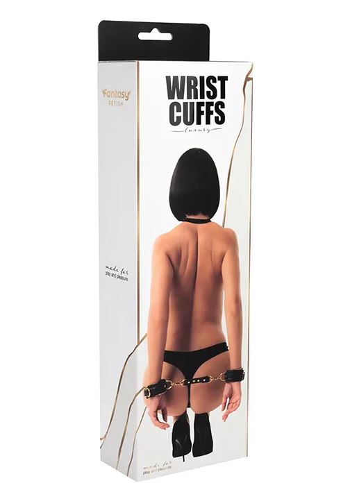 Fantasy Fetish - Black Luxury Handcuffs with Gold Detail