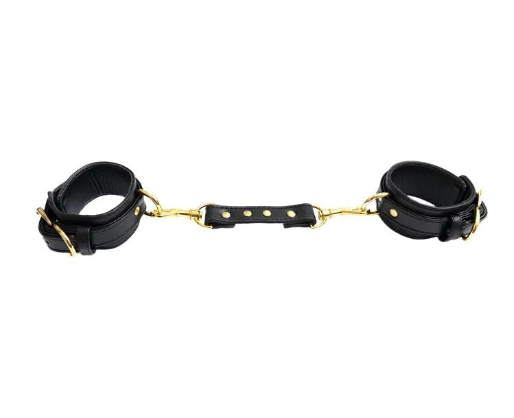 Fantasy Fetish - Black Luxury Handcuffs with Gold Detail