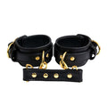 Fantasy Fetish - Black Luxury Handcuffs with Gold Detail