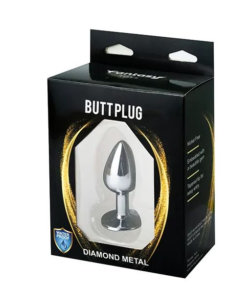 Fantasy Toys - Plug anale in metallo con gioiello nero - S