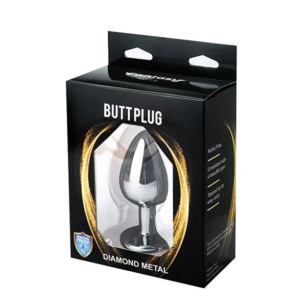 Fantasy Toys - Anal Plug Metallo con Gioiello Argento - M