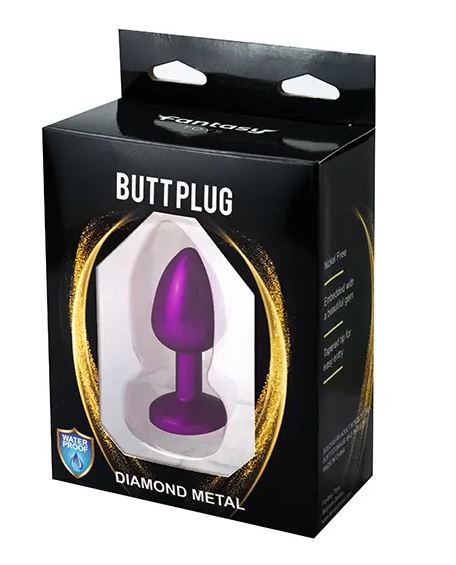 Fantasy Toys - Metallic Purple Butt Plug with Silver Gem - S