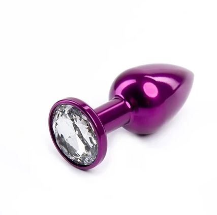 Fantasy Toys - Metallic Purple Butt Plug with Silver Gem - S