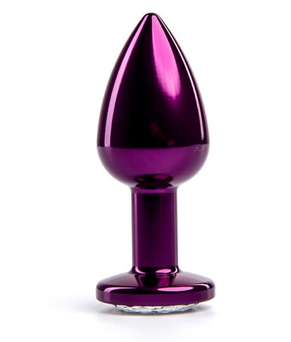 Fantasy Toys - Metallic Purple Butt Plug with Silver Gem - S